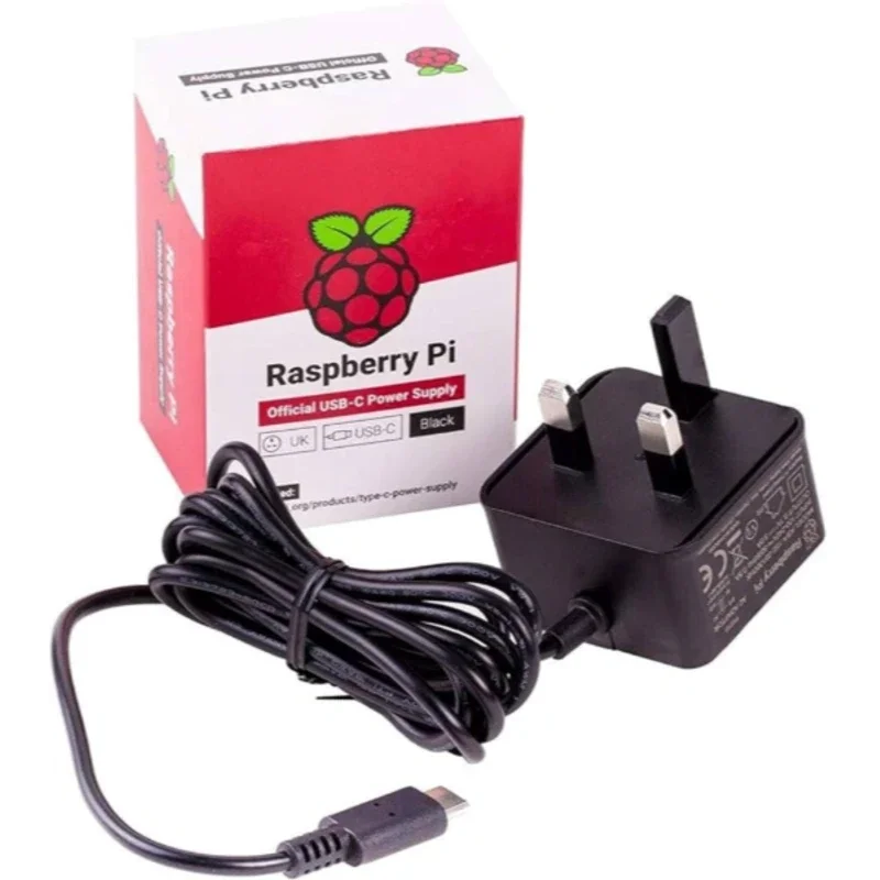 مزود الطاقة الاصلي لـ راسبيري باي /  Raspberry Pi 4 Official Power Supply USB-C - UK Plug 5.1V 3A Black