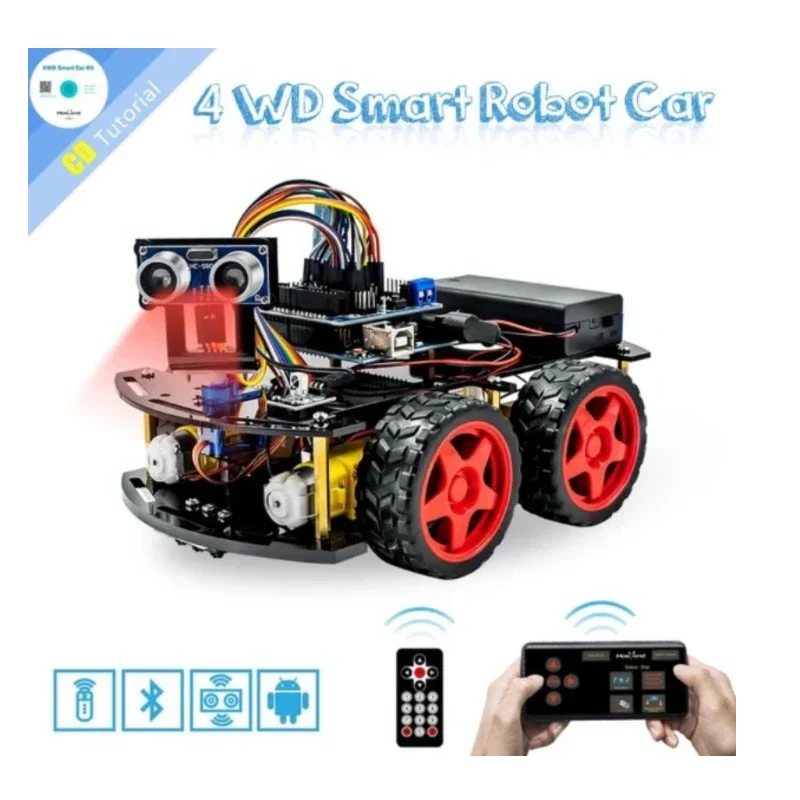 سياره ربوت ذكيه مع اردوينو اونو والعديد من المستشعرات / Smart Robot Car Kit Upgraded with UNO R3, Link Tracking Module, Bluetooth Module and More