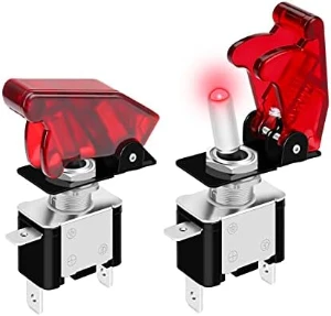مفتاح تبديل ثنائي القطب مضيء غطاء احمر / Illuminated TOGELE SWITCH WETHE COVER RED