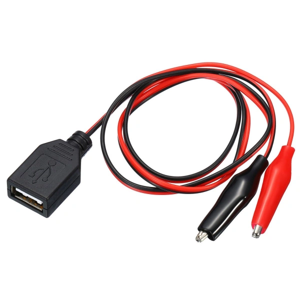 وصلة مشابك تمساح إلى USB أنثى (50 سم) / Alligator Clip to USB Female Power Cable – 50cm