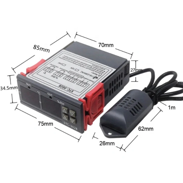 وحدة تحكم ترموستات / STC-3028 Temperature & Humidity Display Thermostat Controller (110–220V)